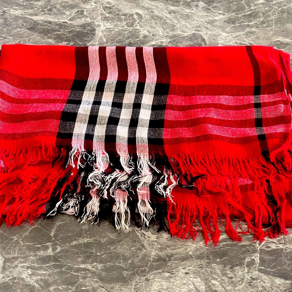 Red white and black scarf